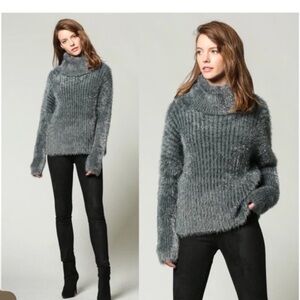 Fate Gray Fuzzy Cowl Neck Sweater heavy
